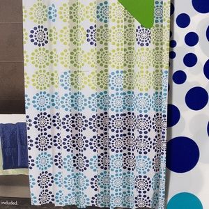 Shower Curtain or Liner Green Blue White NWT Peva Polka Dot Bursts 70" x 72"